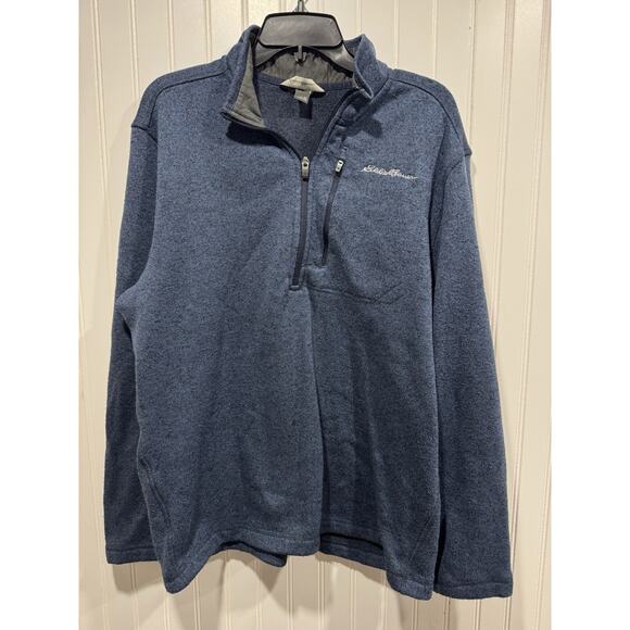 EDDIE BAUER Men’s Tight Knit Quarter-Zip Pullover Blue Size X Large - Picture 1 of 10